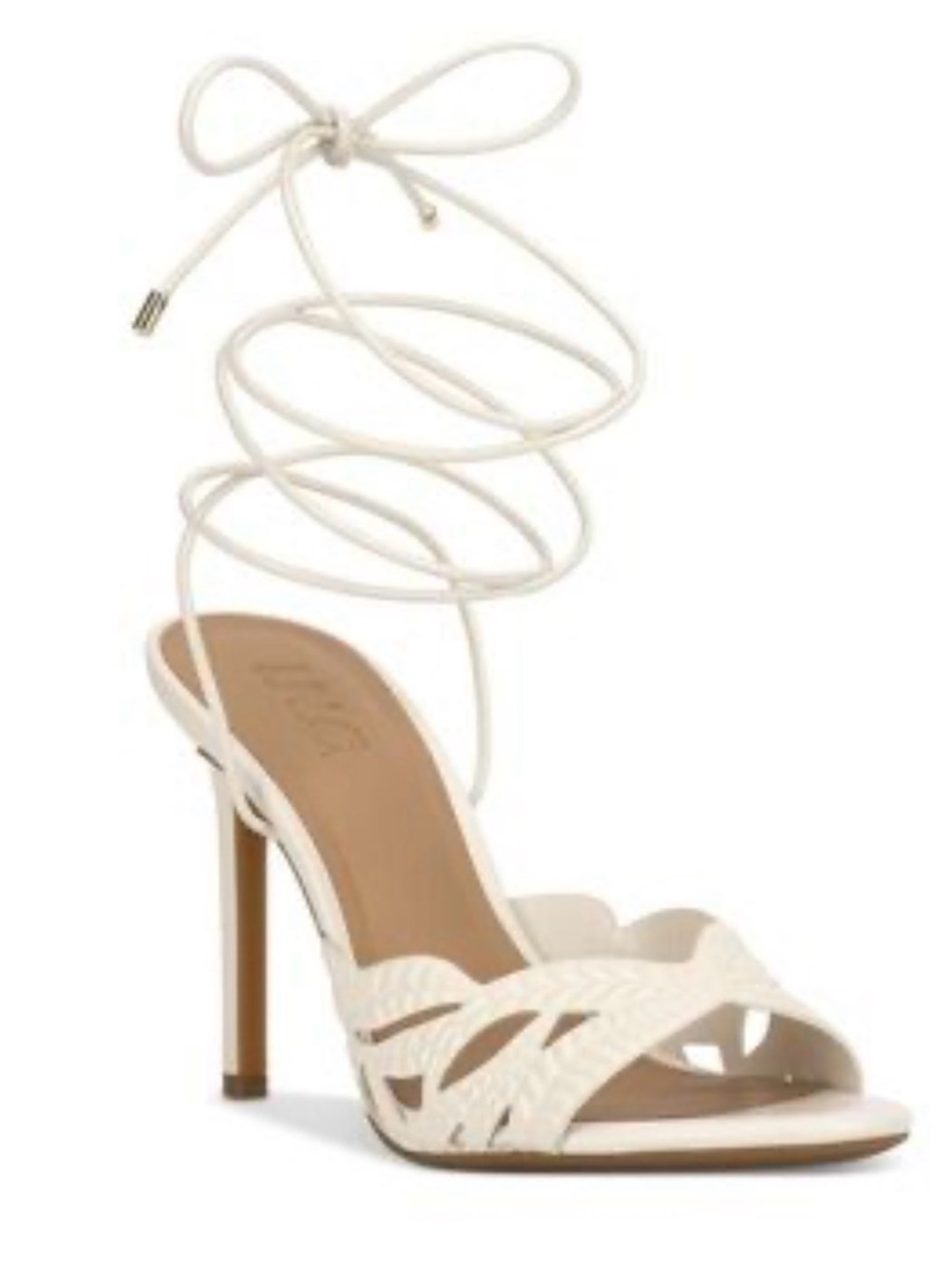 INC International Concepts White Strappy Lace-Up Stiletto Sandals